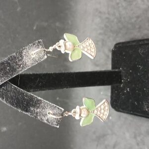 No Brand Rhinestone Covered Angel Dangle Earrings